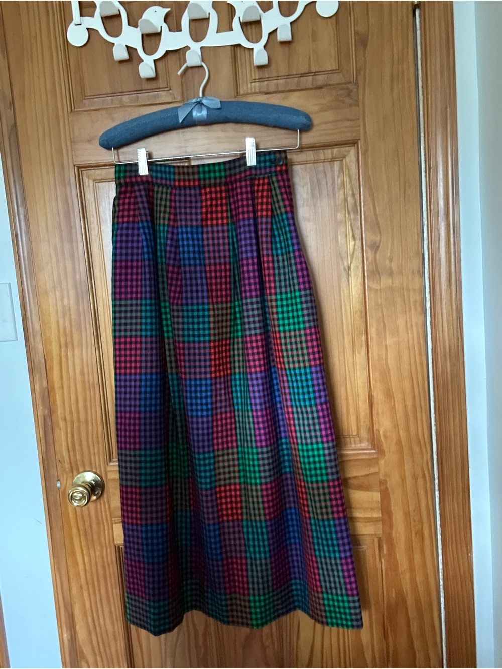 Vintage Braemar wool checked maxi skirt